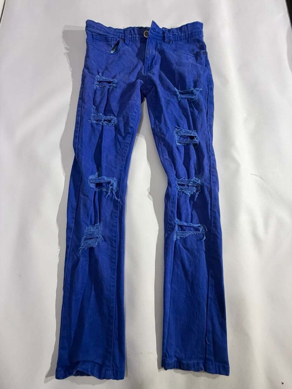 HAKETYPE Ripped Distressed Royal Blue Jeans Men Size 30x32